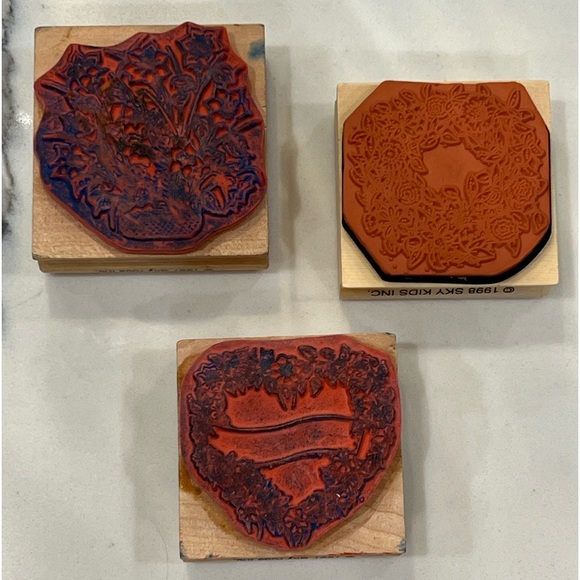 RUBBER STAMPS LOT OF 3: ‘Florals 2’ Stamps Bundle from Sky Kids Inc. 1997 & 1998 - Picture 3 of 8